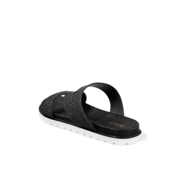 West Loop Women's Casual Slip-on Glitter Slide Sandals, Black - Picture 8 of 10